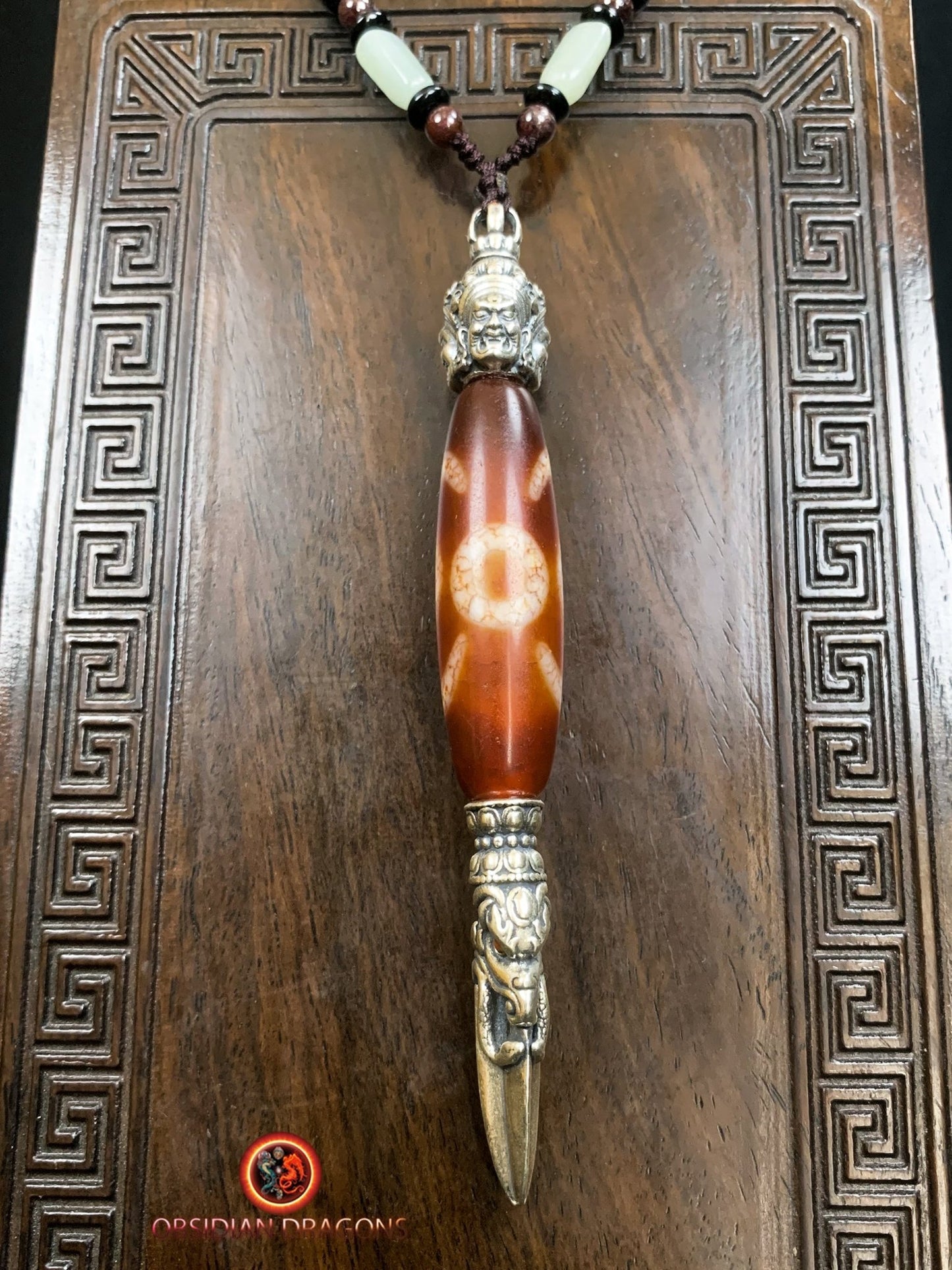 Pendentif Phurba tibétain- DZI à deux yeux