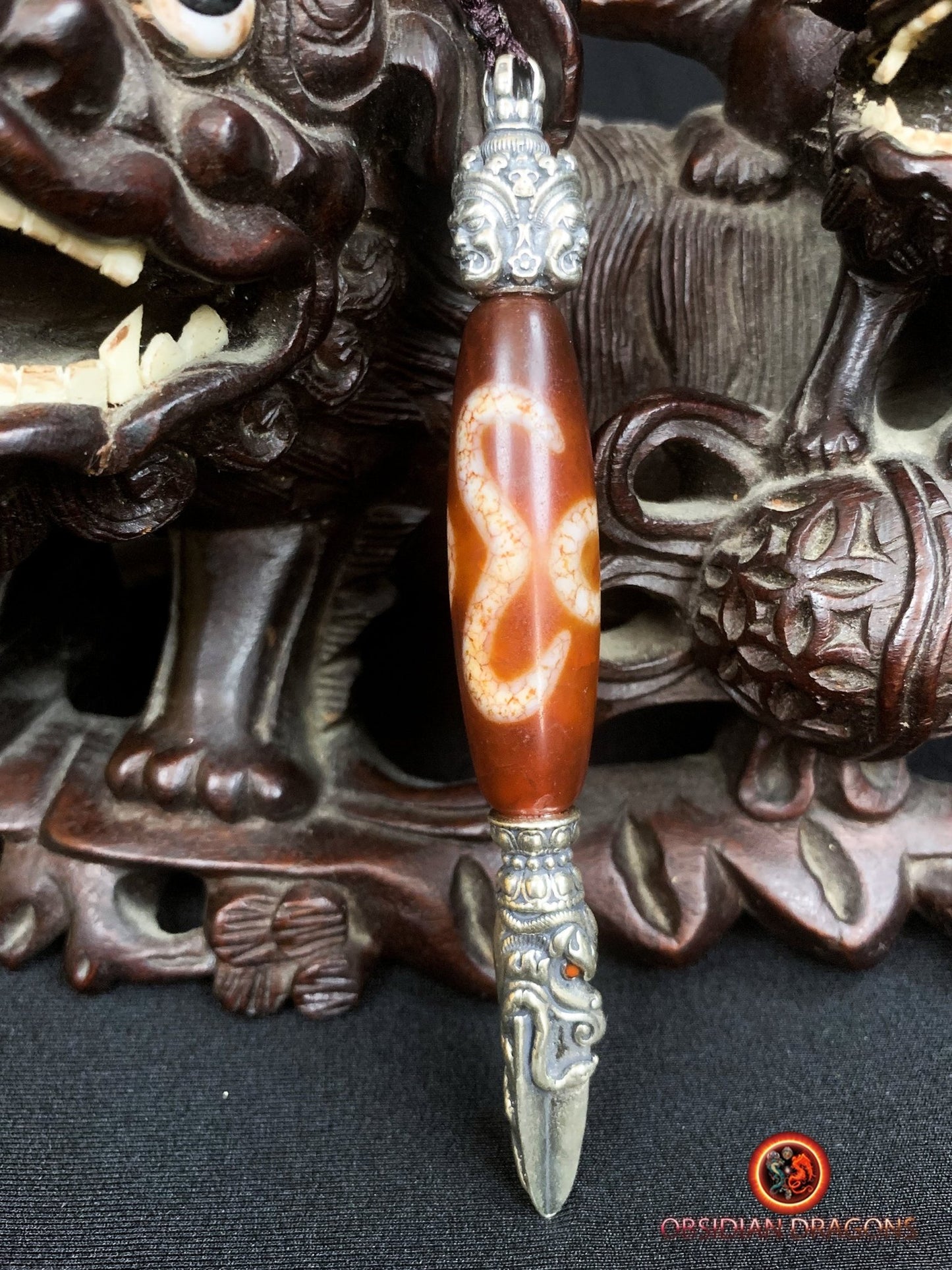 Pendentif Phurba tibétain- DZI à deux yeux