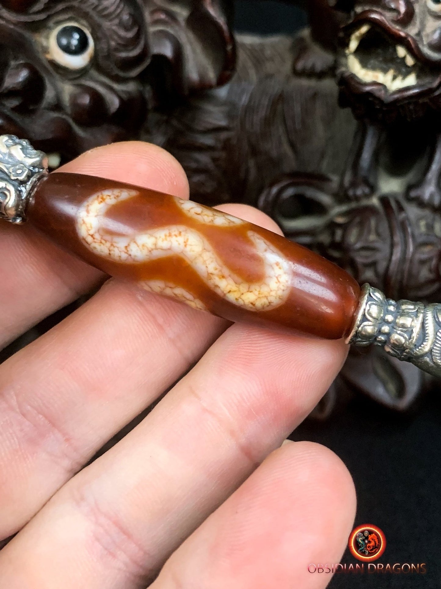 Pendentif Phurba tibétain- DZI à deux yeux