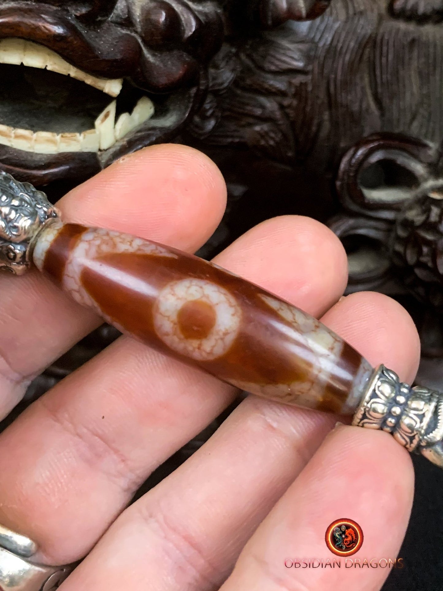 Pendentif Phurba tibétain- DZI à trois yeux