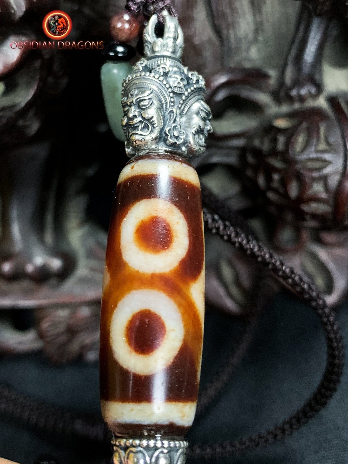 Pendentif Phurba tibétain- DZI à trois yeux