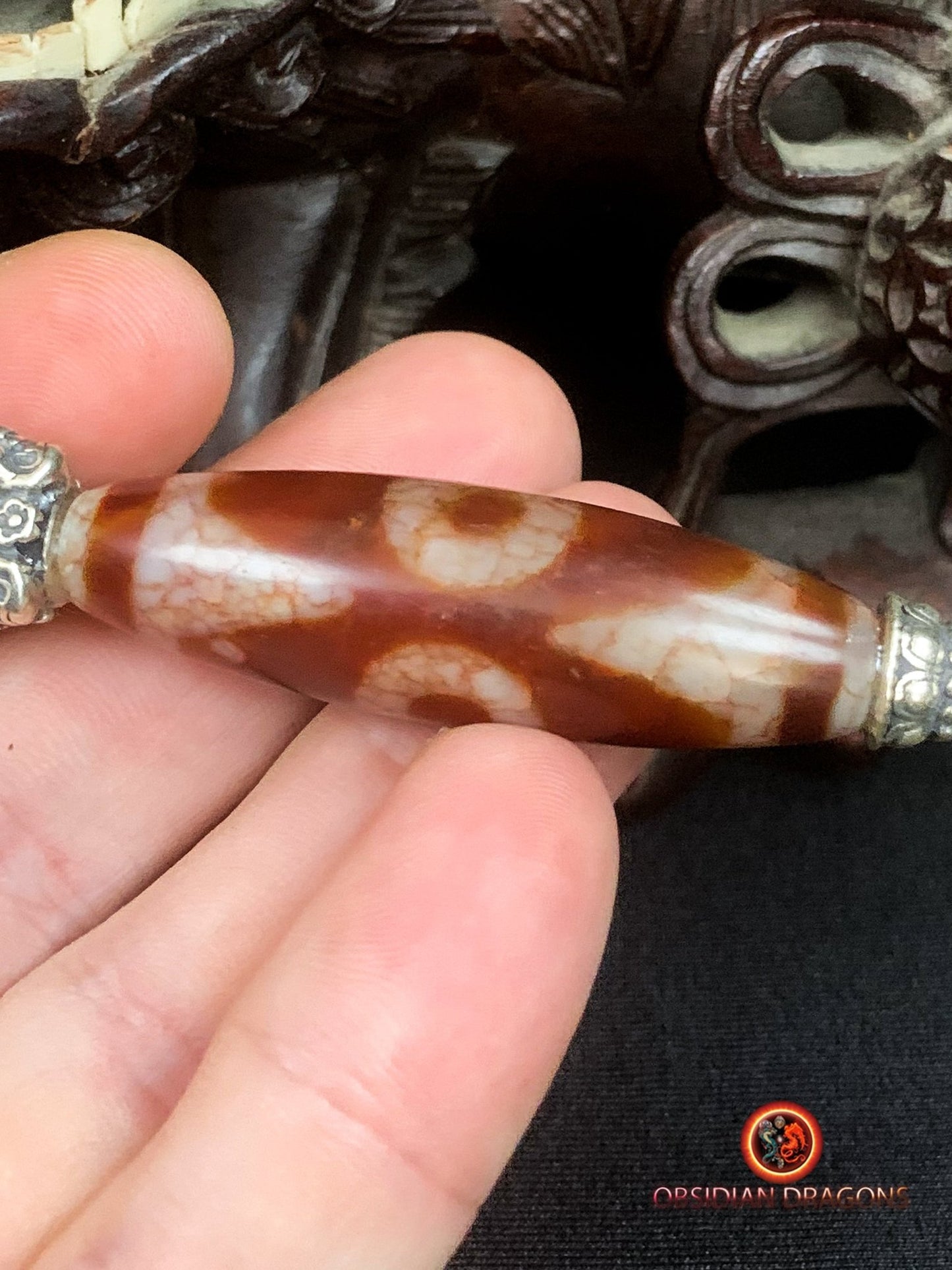 Pendentif Phurba tibétain- DZI à trois yeux