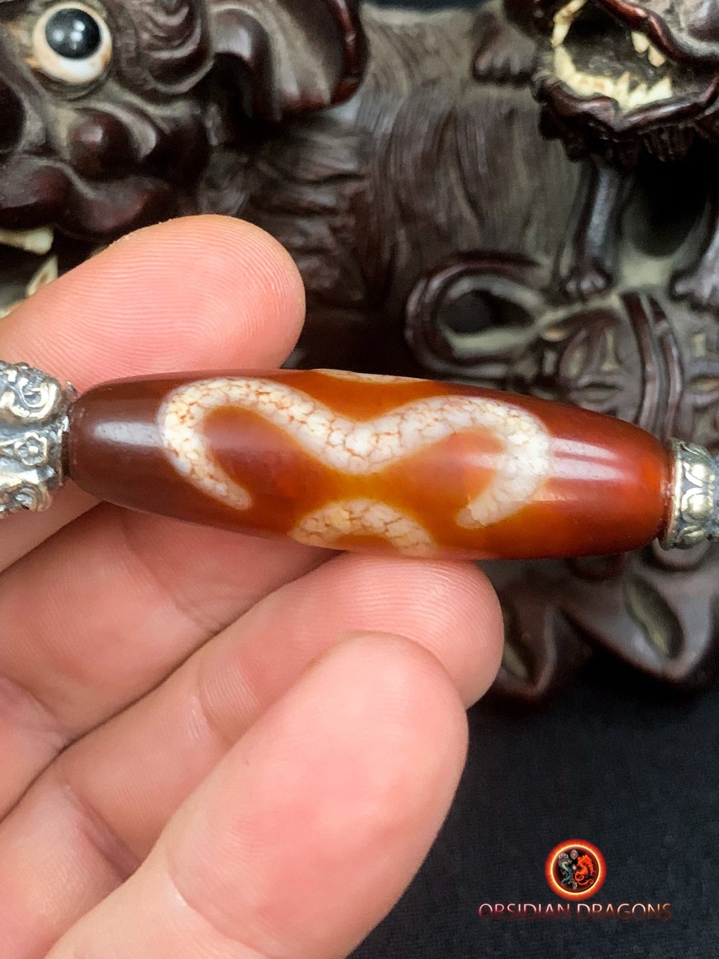 Pendentif Phurba tibétain- DZI à deux yeux