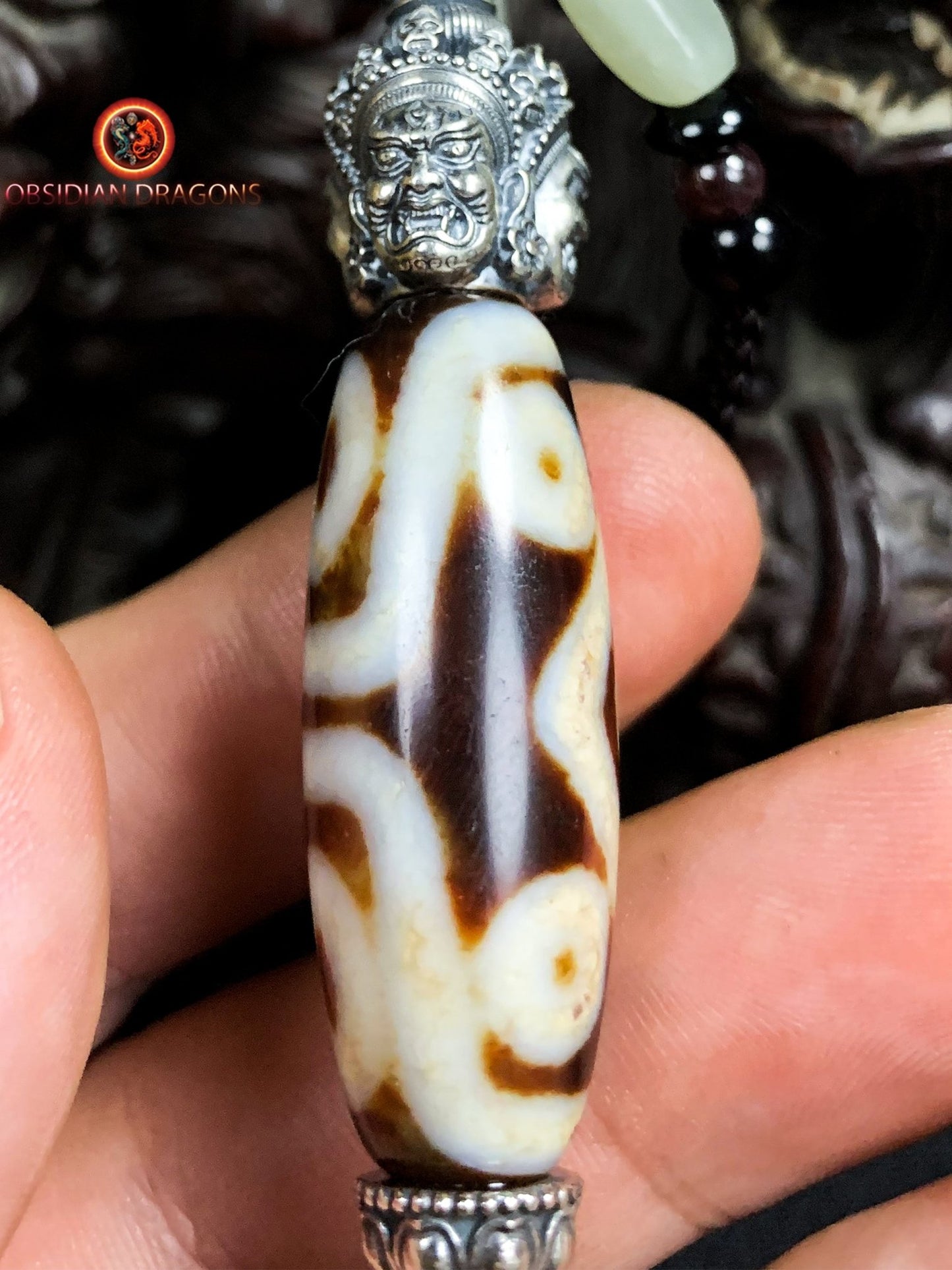Pendentif Phurba tibétain- DZI à sept yeux