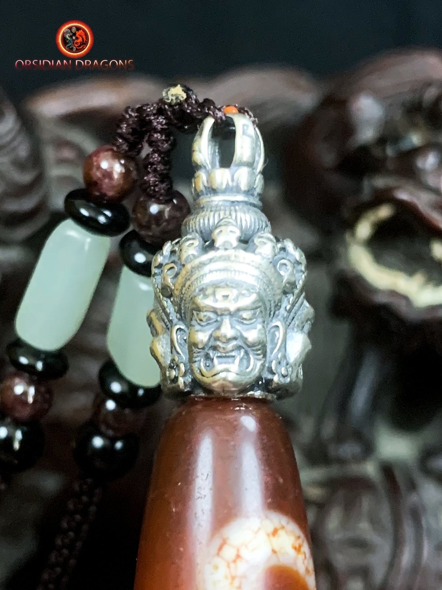 Pendentif Phurba tibétain- DZI à deux yeux