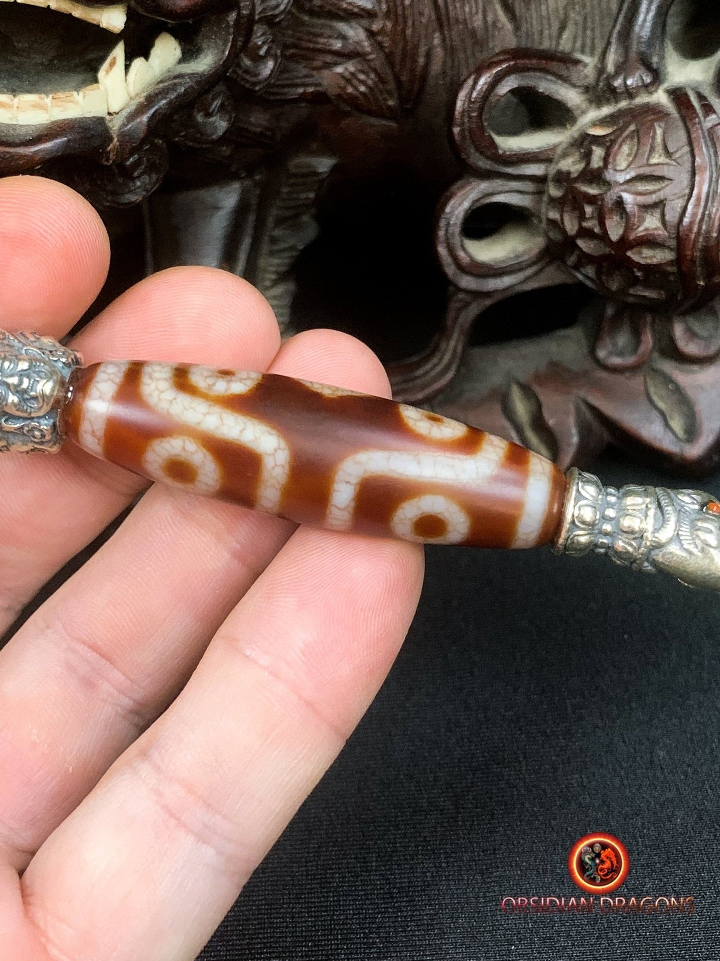 Pendentif Phurba tibétain- DZI à sept yeux