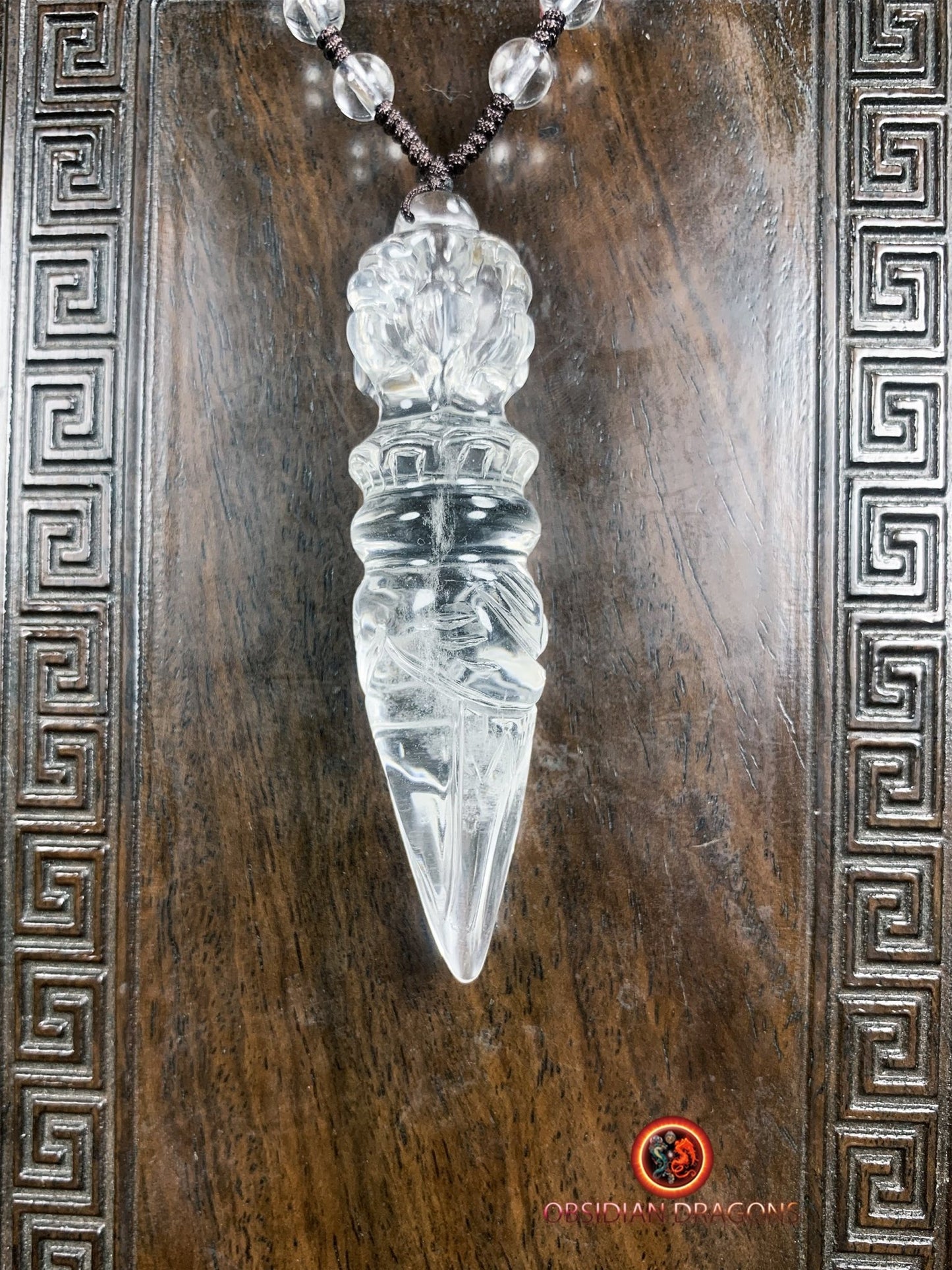 Pendentif phurba en cristal de roche