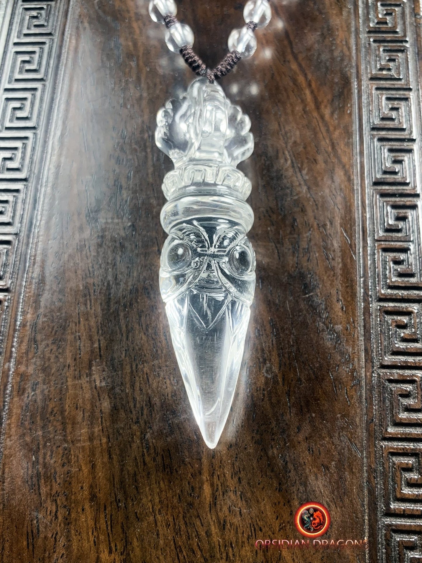 Pendentif phurba en cristal de roche