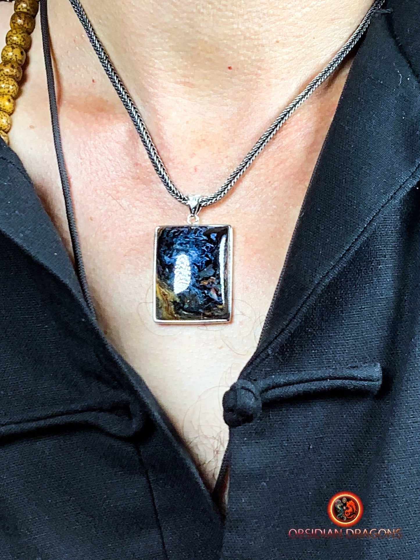 Pendentif pietersite- Serti argent 925