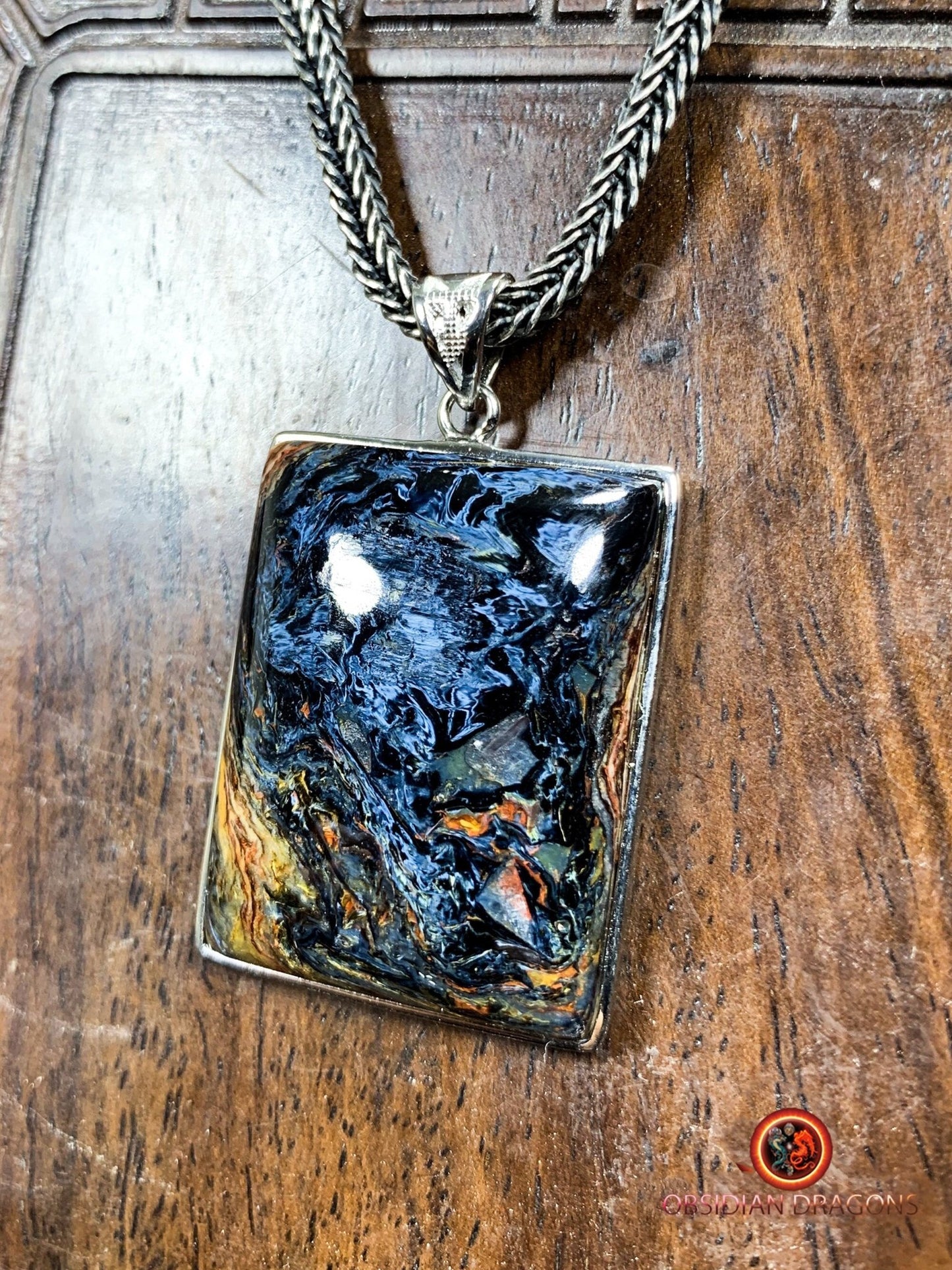 Pendentif pietersite- Serti argent 925