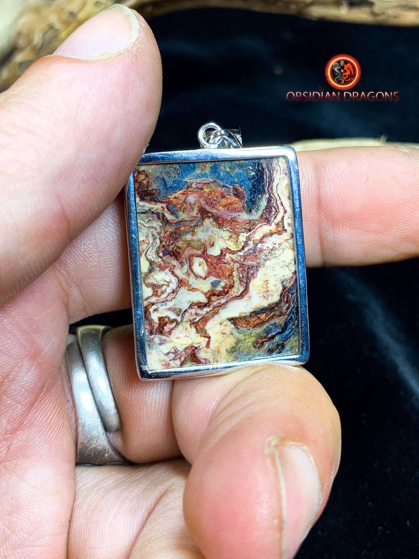 Pendentif pietersite- Serti argent 925