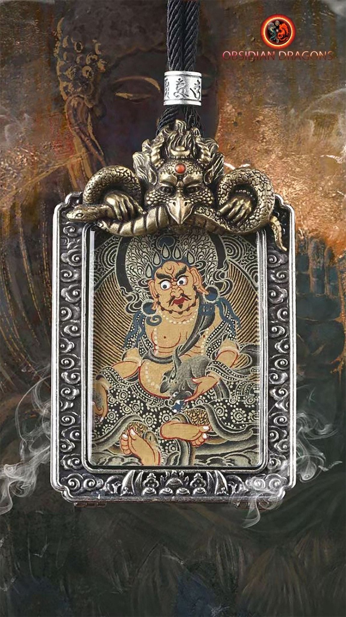 Pendentif tangka- Déité de la richesse Jambhala