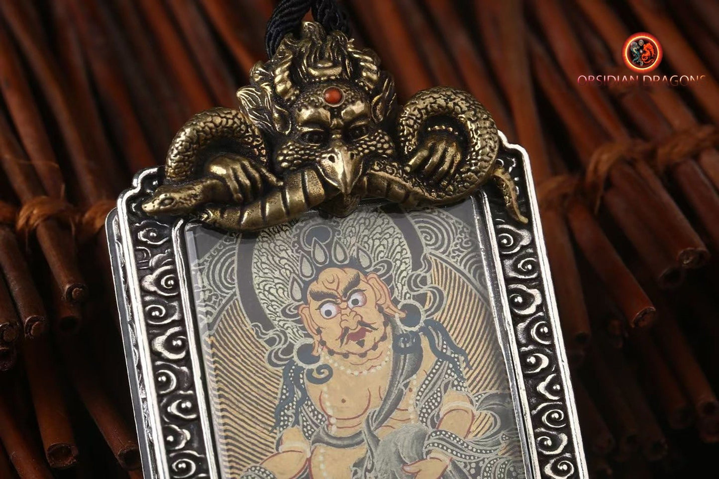 Pendentif tangka- Déité de la richesse Jambhala