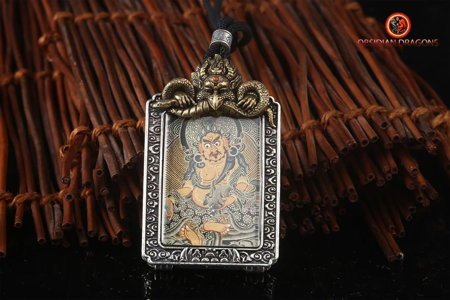 Pendentif tangka- Déité de la richesse Jambhala