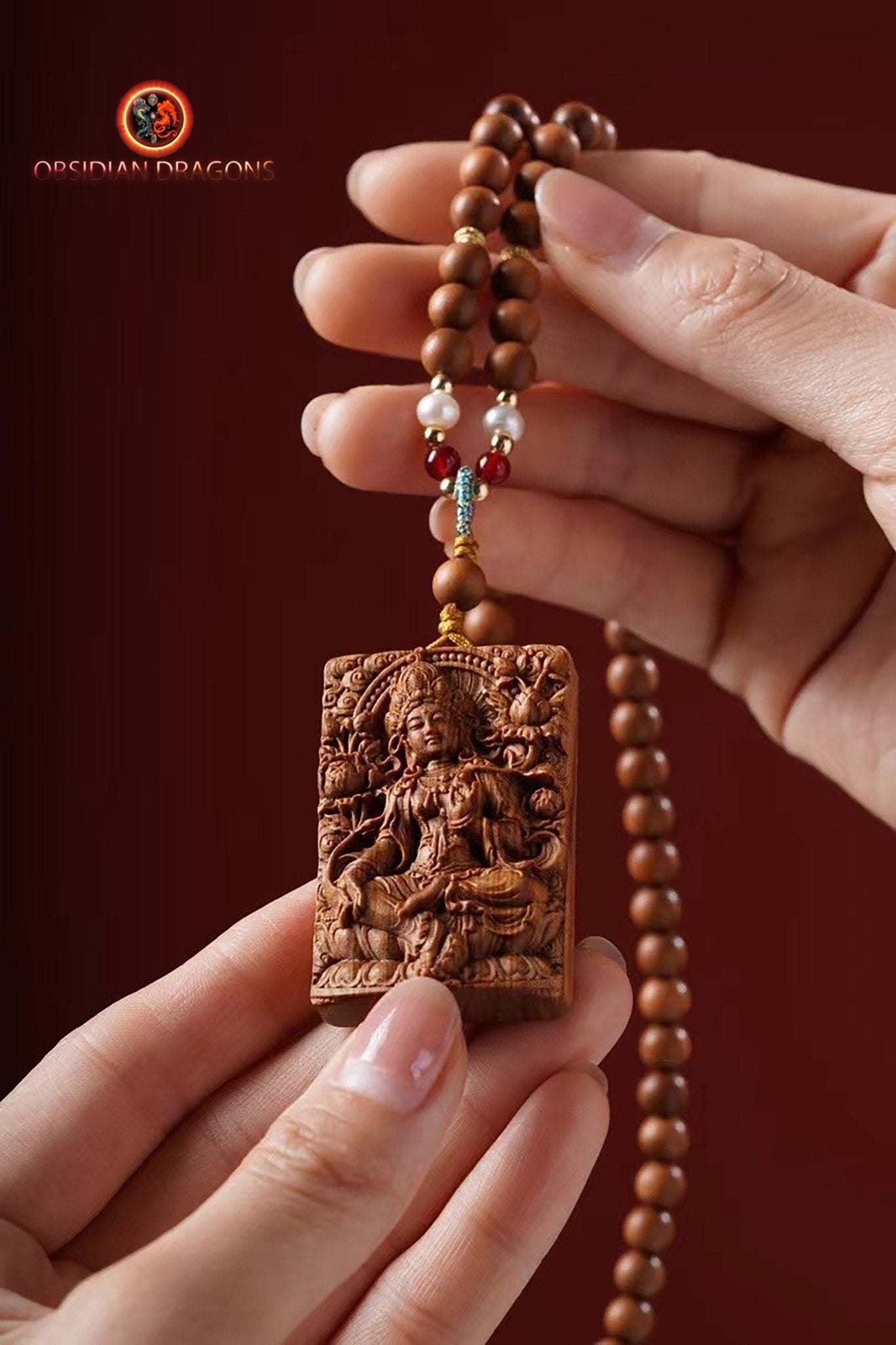collier tibétain- Tara verte- Santal rare de qualité