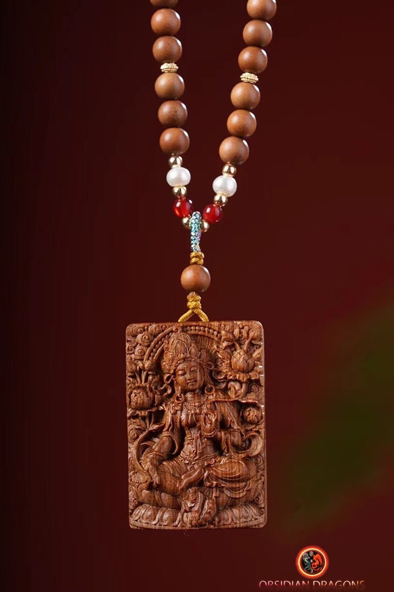 collier tibétain- Tara verte- Santal rare de qualité