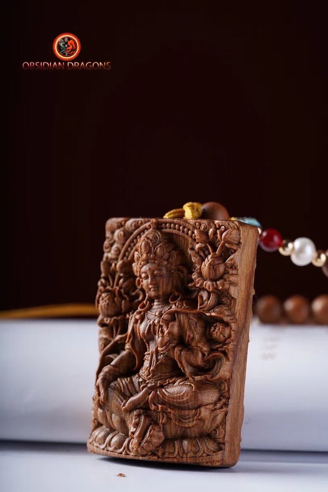 collier tibétain- Tara verte- Santal rare de qualité