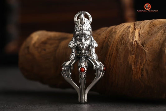 Pendentif Tibétain Dorje - argent- Zakiram & Chenrezi | obsidian dragons
