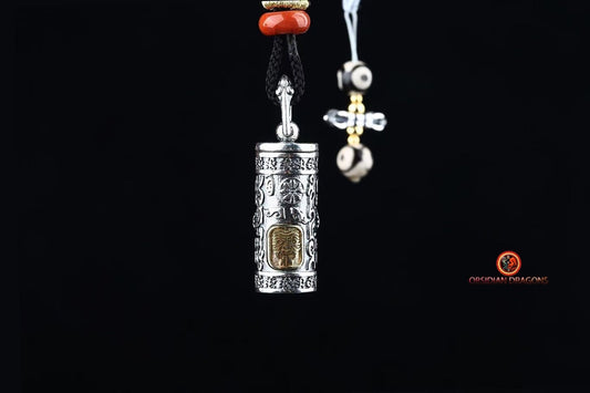 Pendentif reliquaire tibétain- Zakiram - obsidian dragons