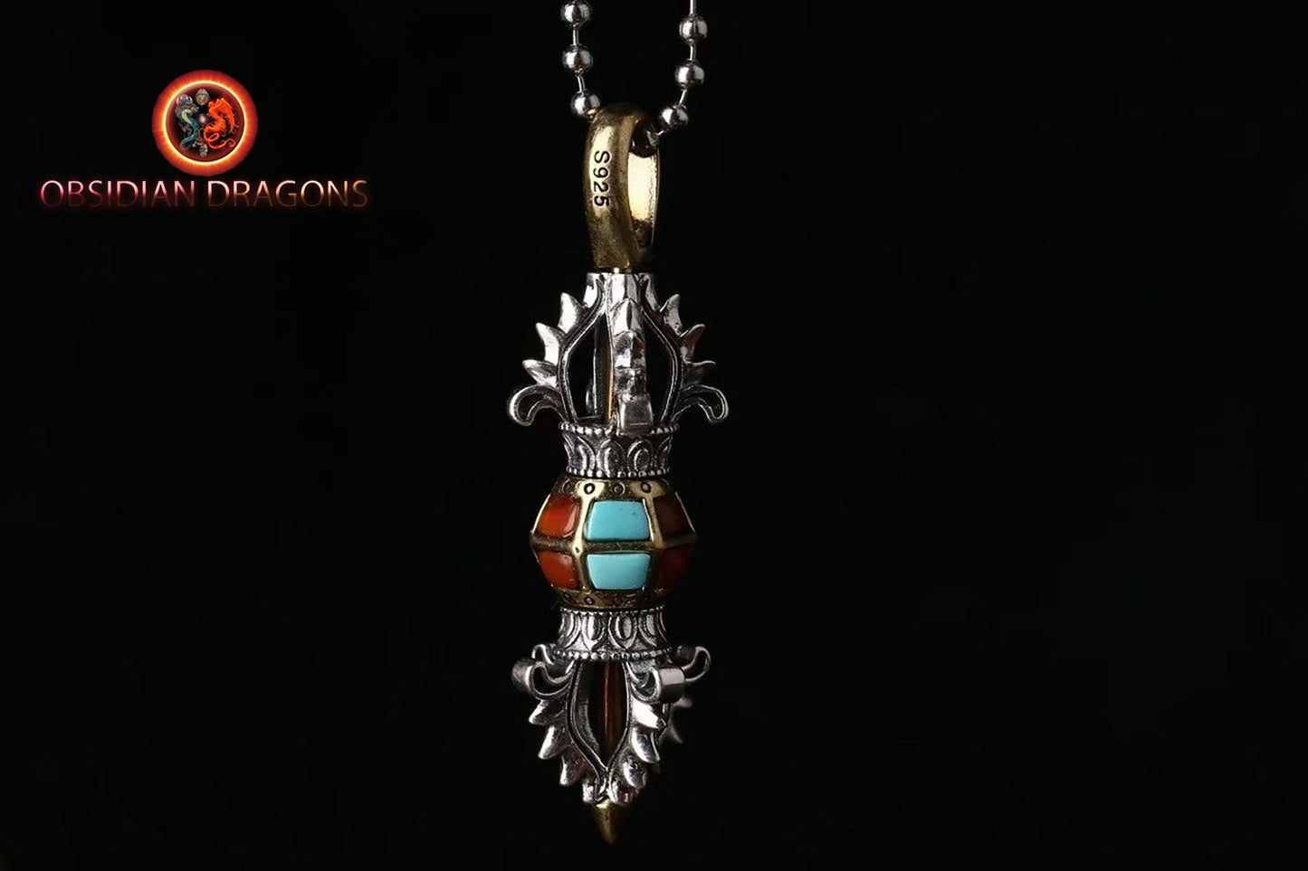pendentifs de protection bouddhiste vajra et/ou cloche. Amulettes vajrayana tibétaines. - obsidian dragon