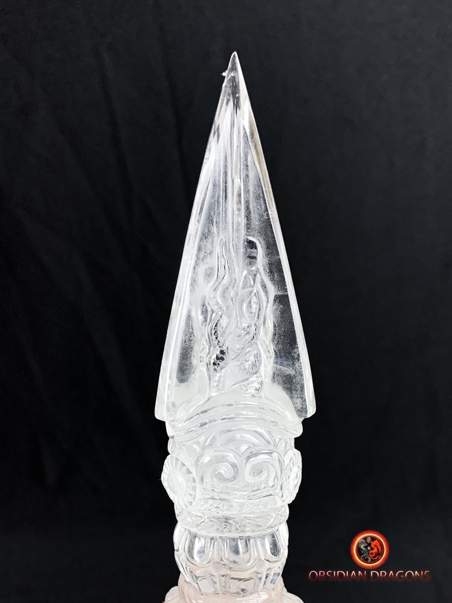 exceptionnel et rare phurba en cristal de roche-artisanal