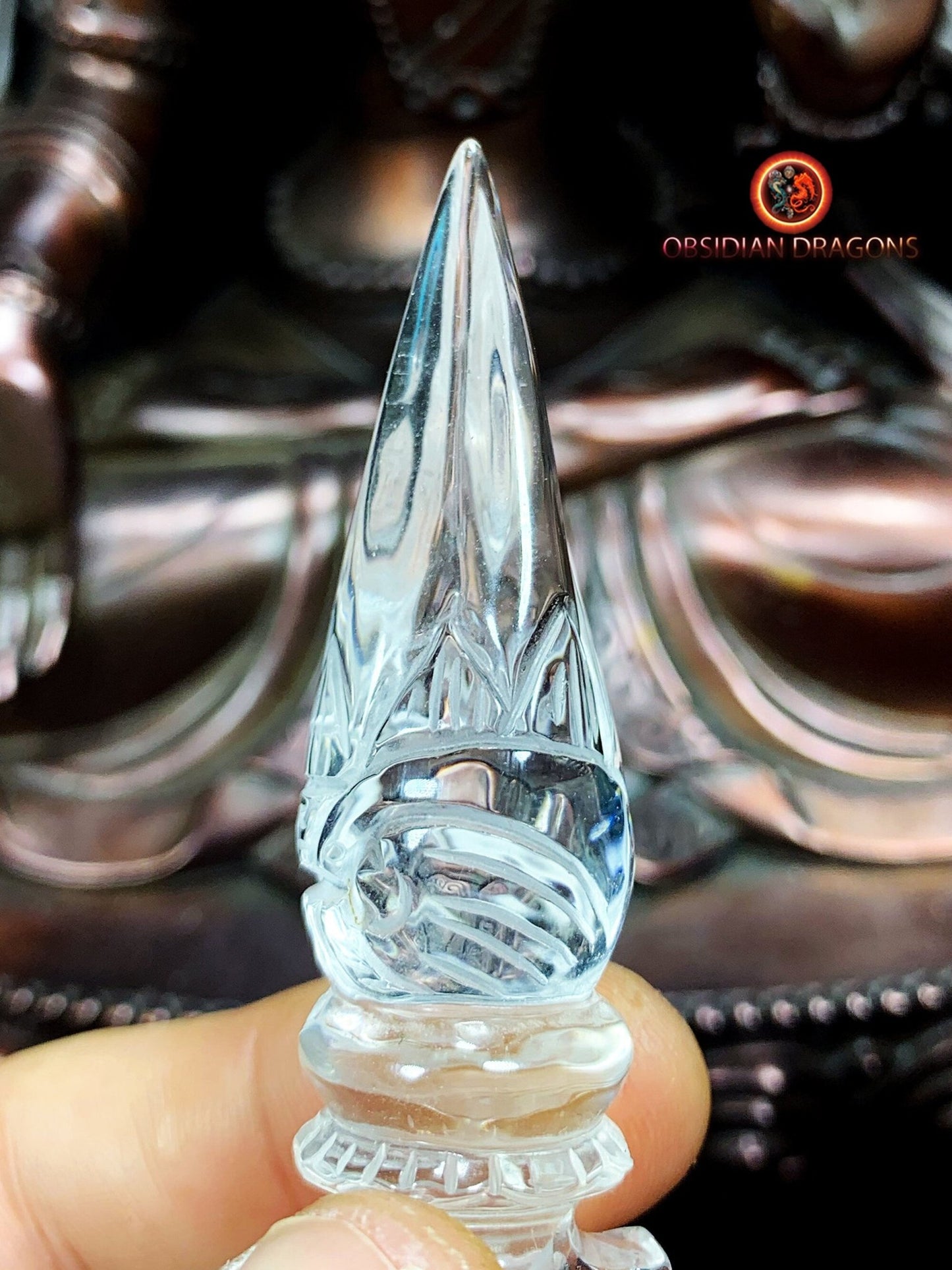 Phurba en cristal de roche naturel