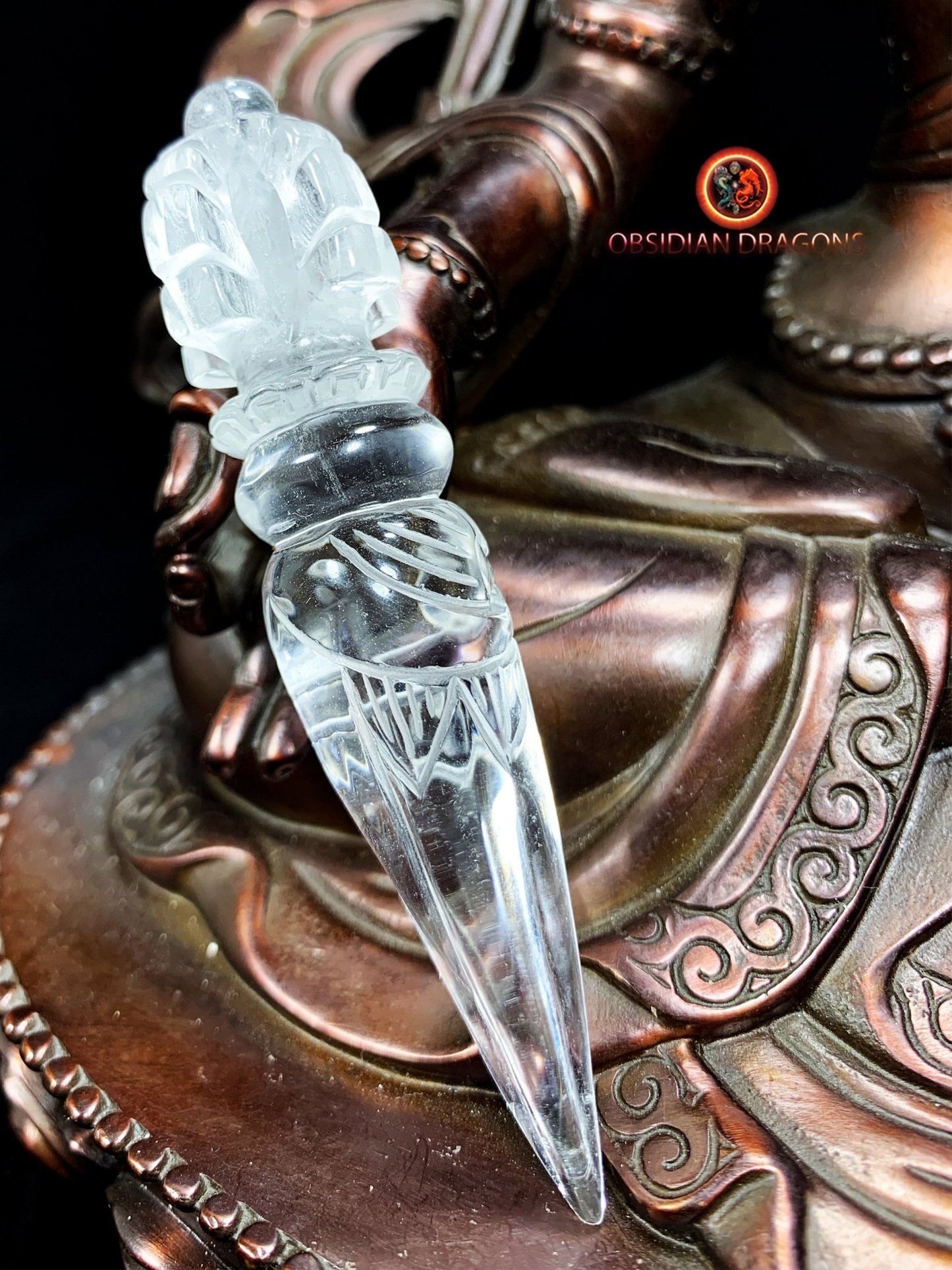 Phurba en cristal de roche naturel