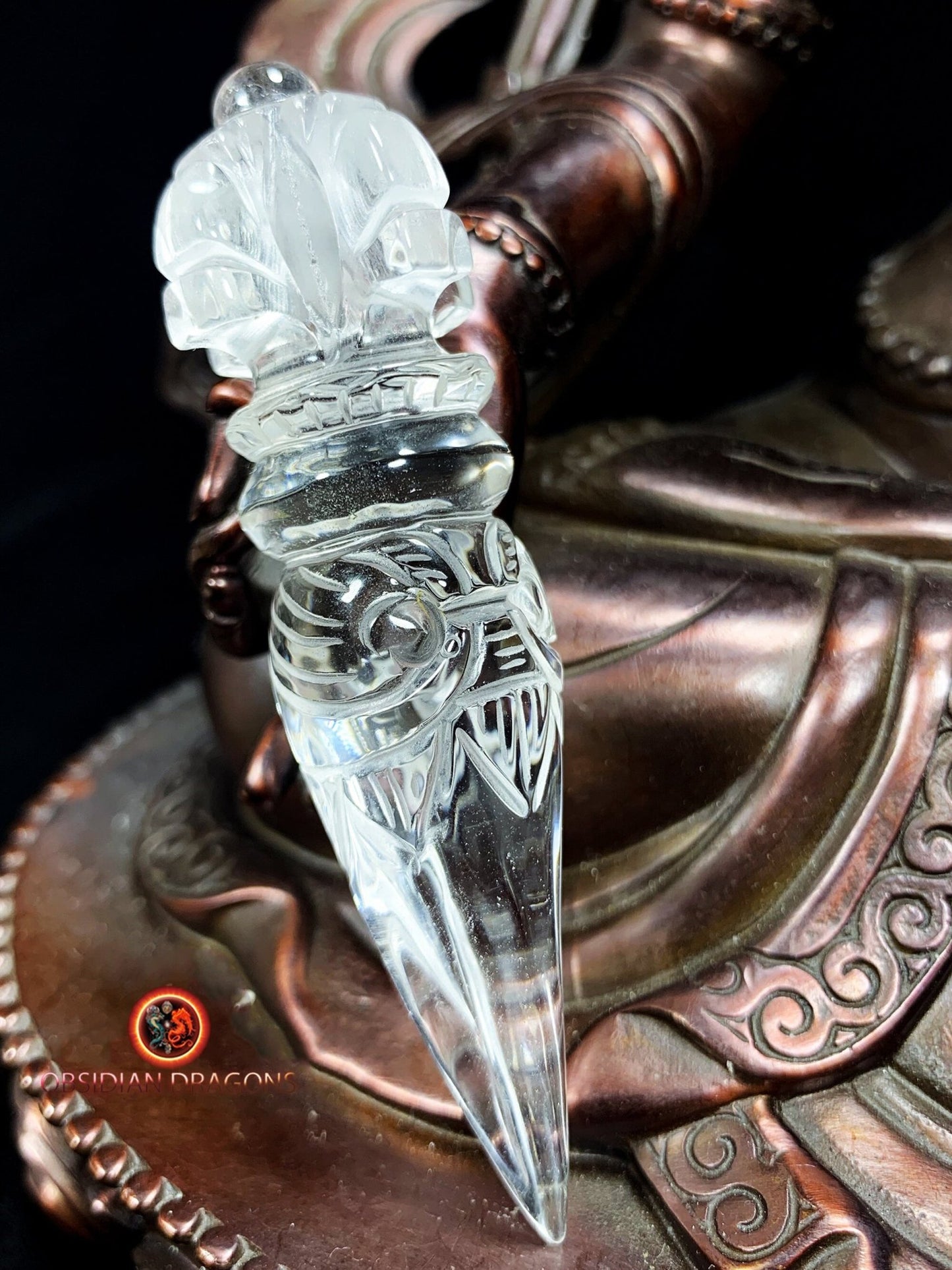 Phurba en cristal de roche naturel