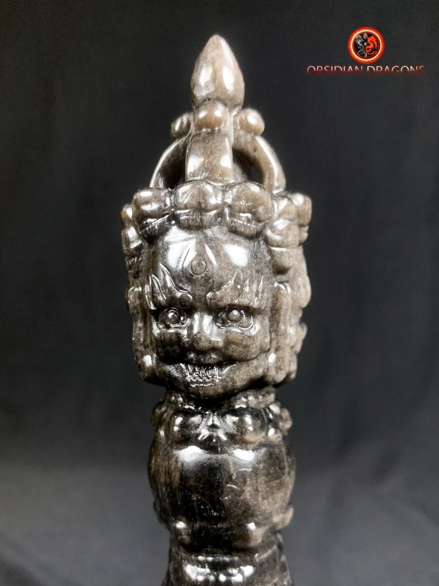 phurba en obsidienne argentée- chasser les démons