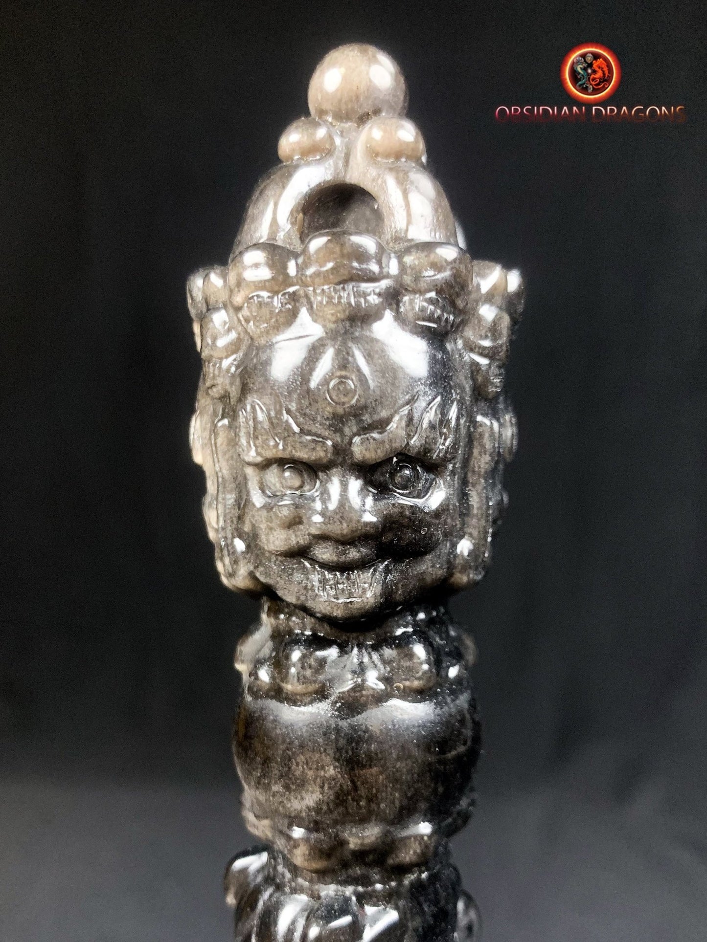 phurba en obsidienne argentée- Vaincre les démons