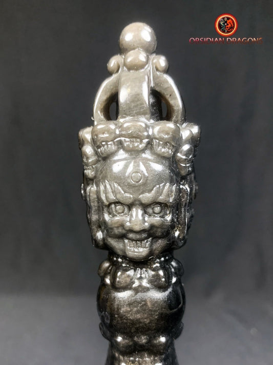 Dague phurba en obsidienne argentée- chasser les démons