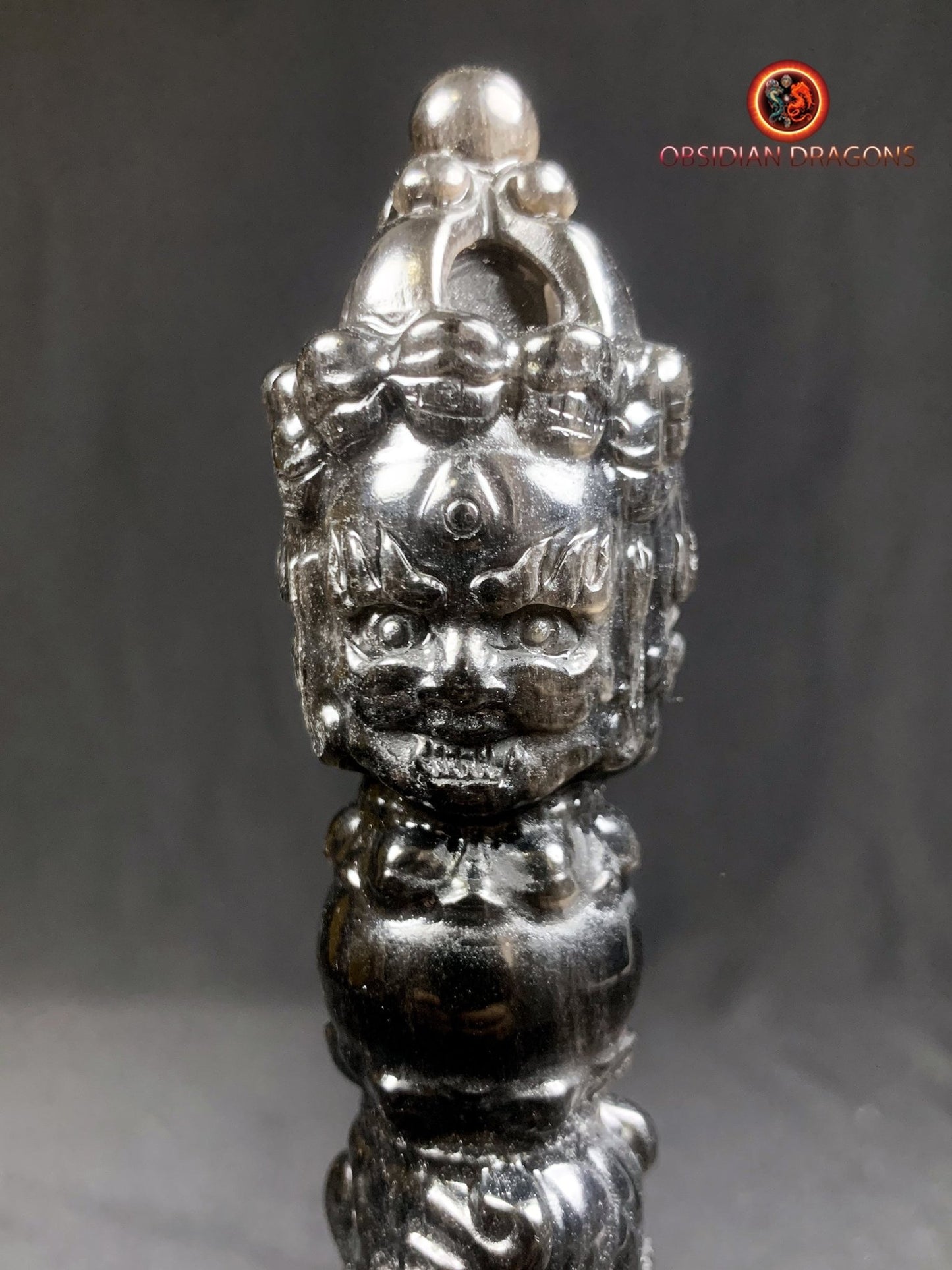 phurba en obsidienne argentée- Vaincre les démons