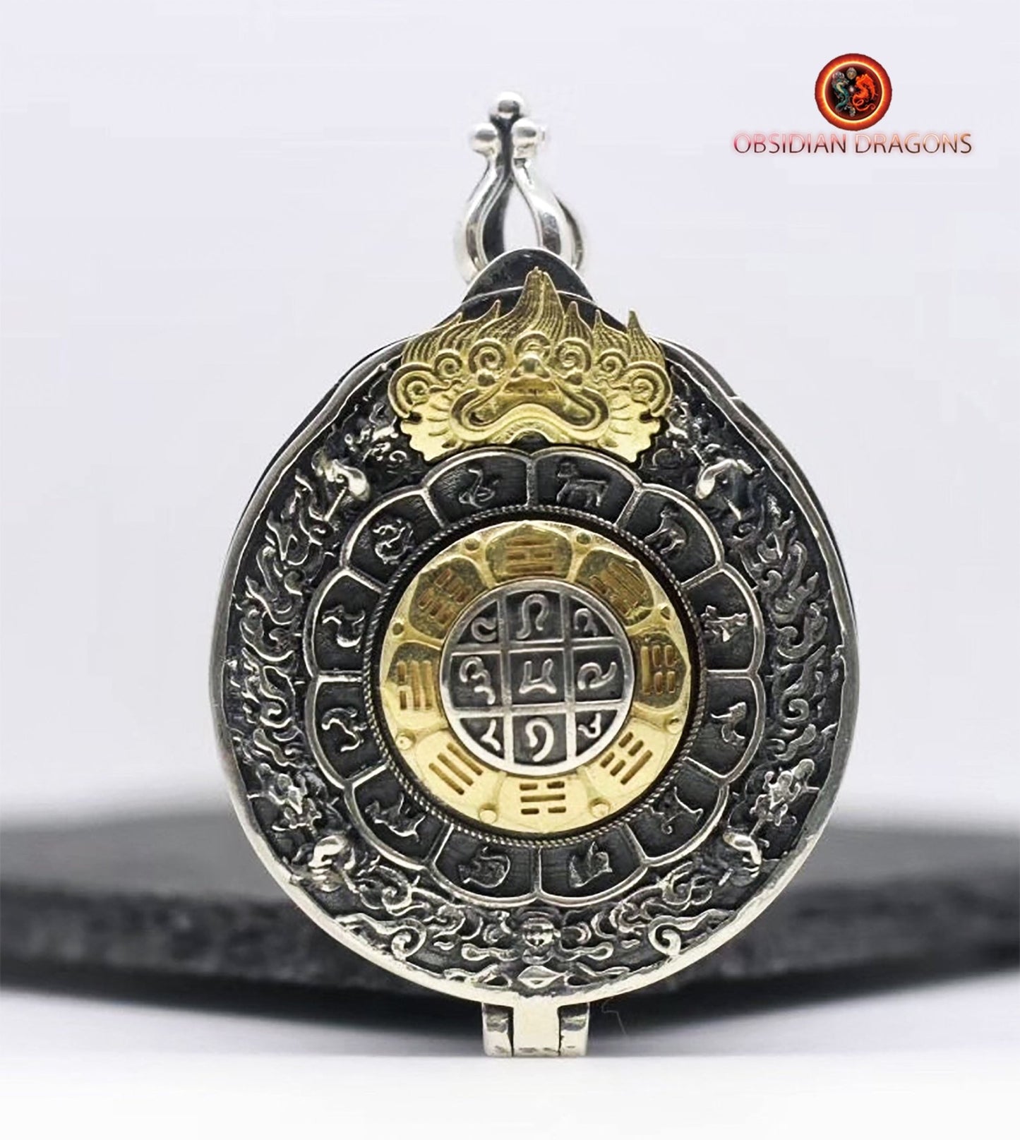 Reliquaire bouddhiste- Argent 925- 9 palais célestes