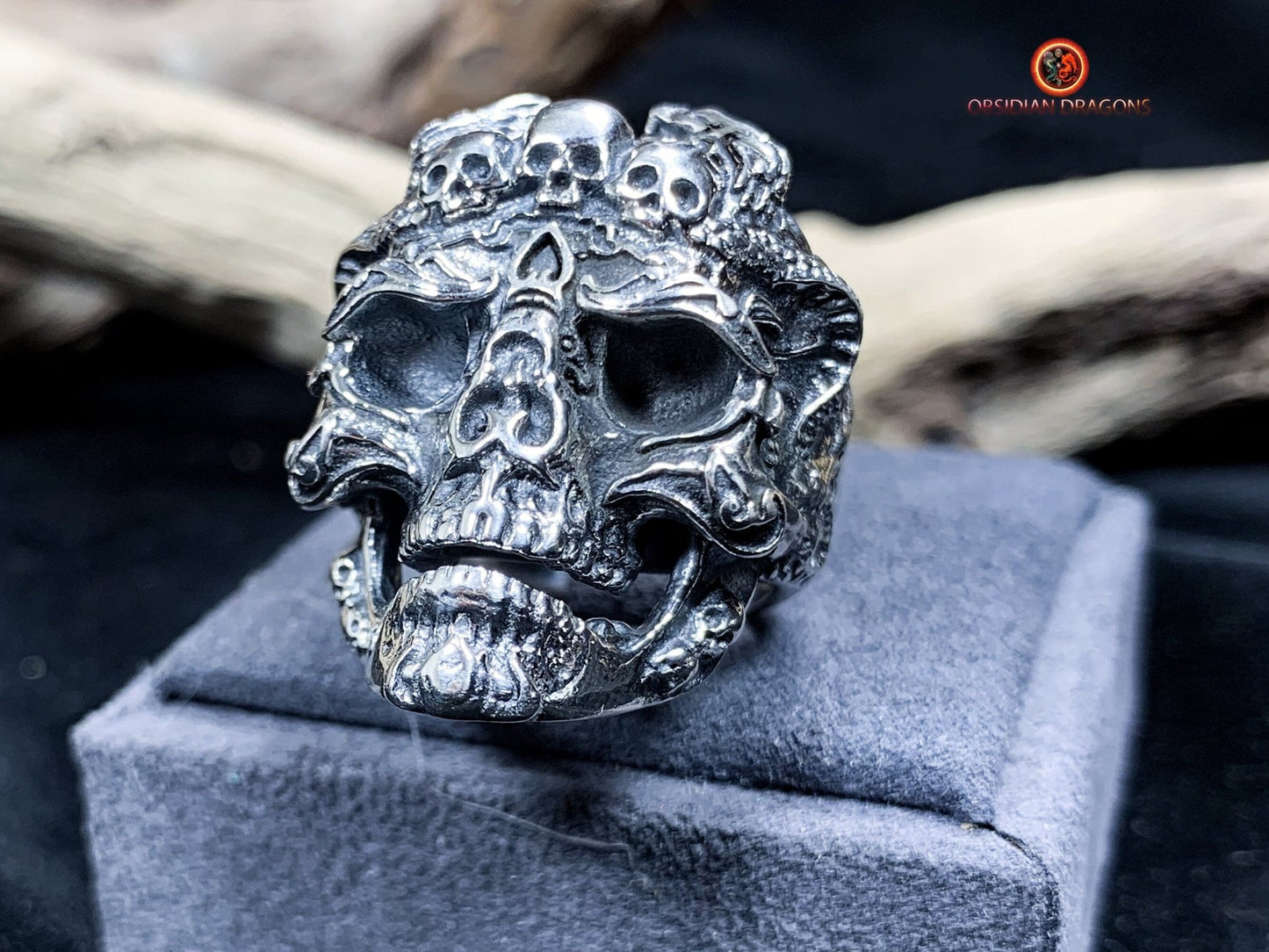 Bague crâne tibétain- Citipati