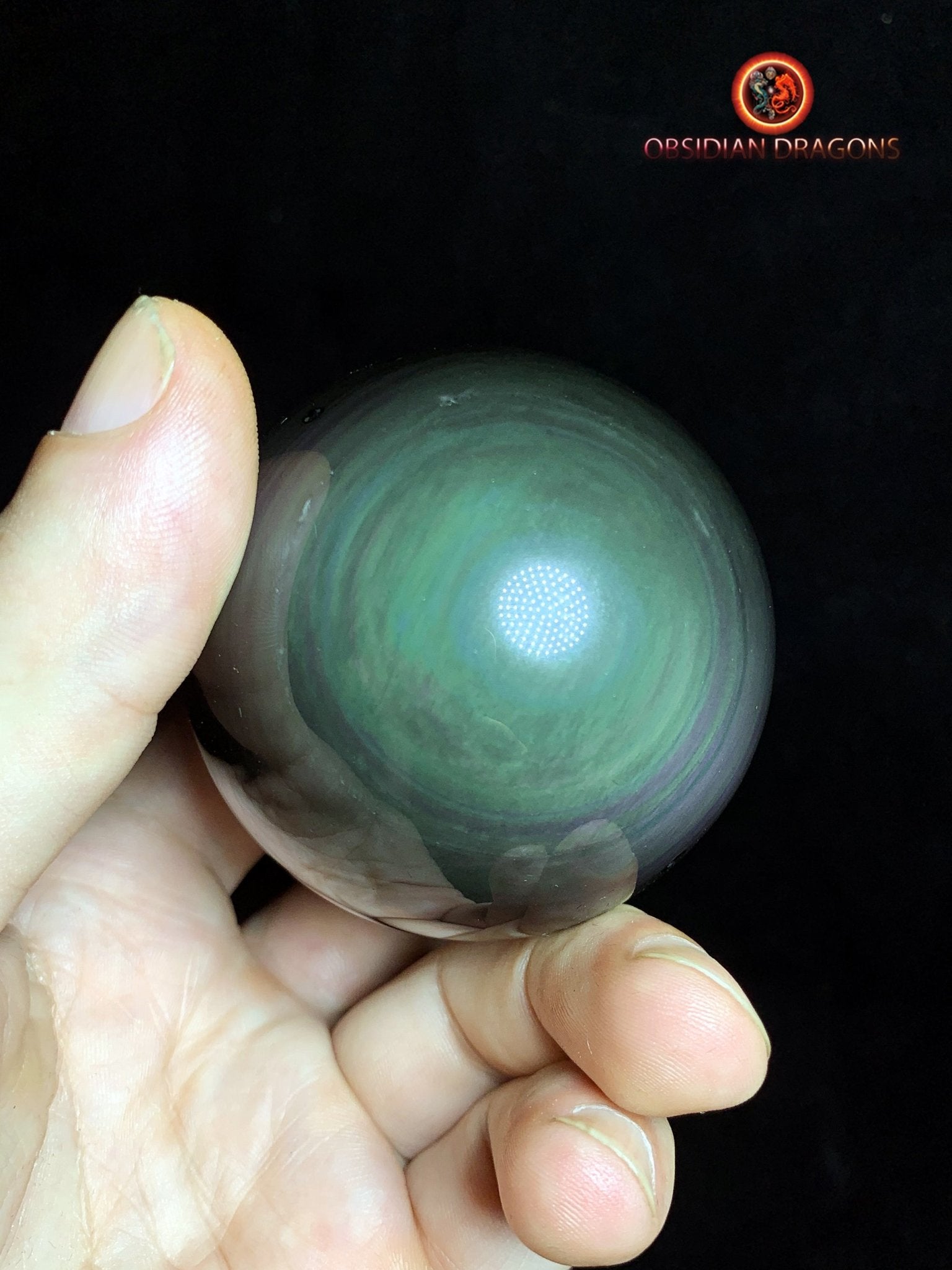 Sphère obsidienne - oeil céleste 5 a 6 cm