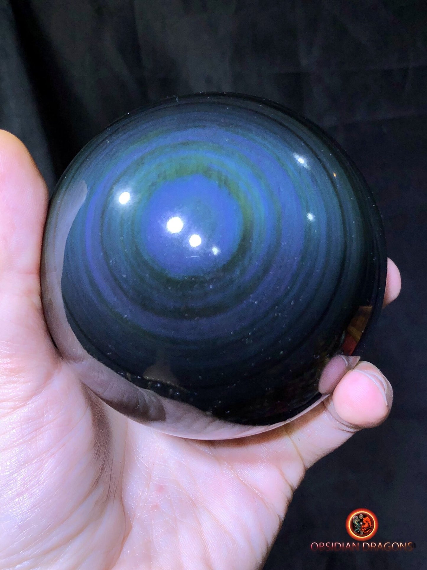 Grande sphère en obsidienne œil céleste - Unique - 9.86cm