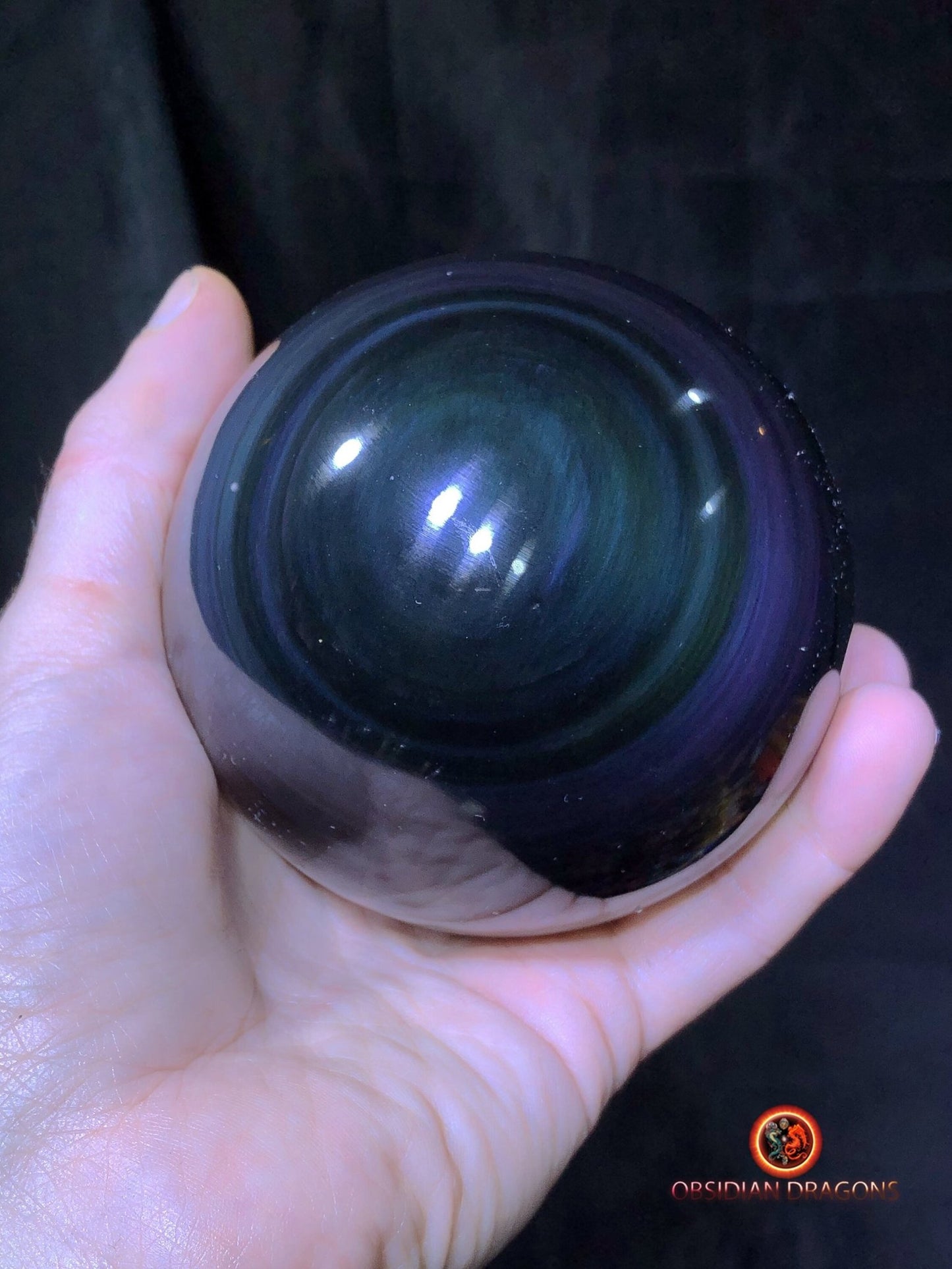 Grande sphère en obsidienne œil céleste - Unique - 9.86cm