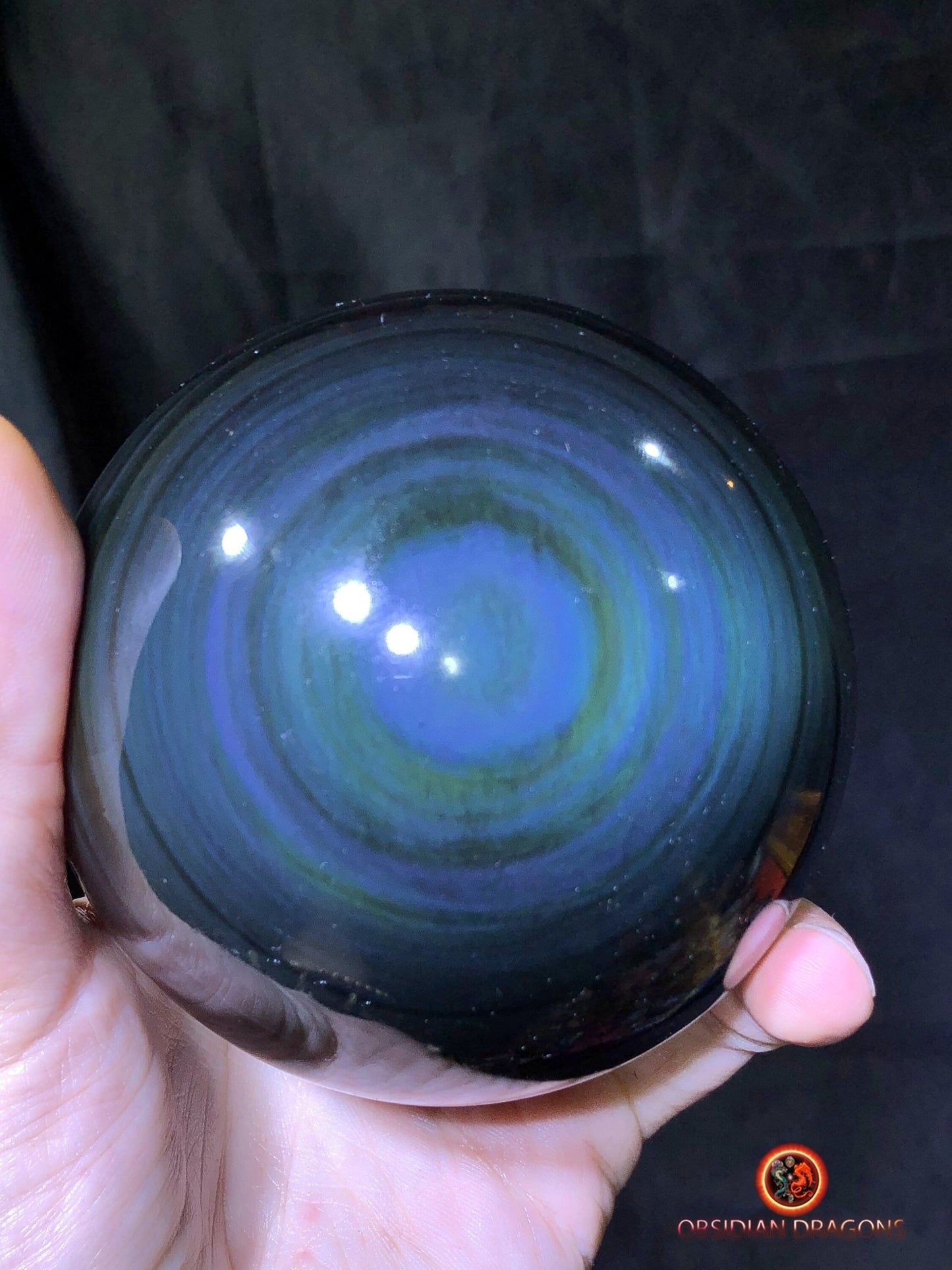 Grande sphère en obsidienne œil céleste - Unique - 9.86cm