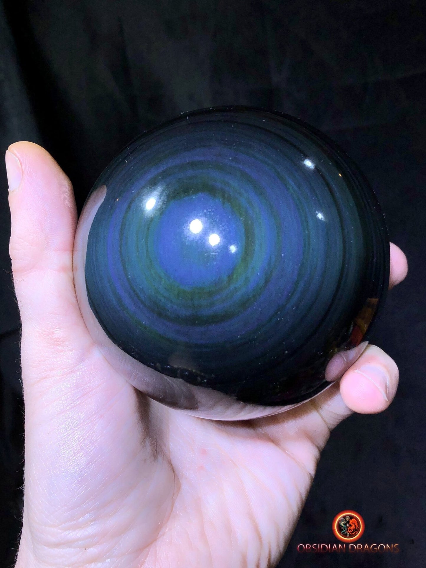 Grande sphère en obsidienne œil céleste - Unique - 9.86cm