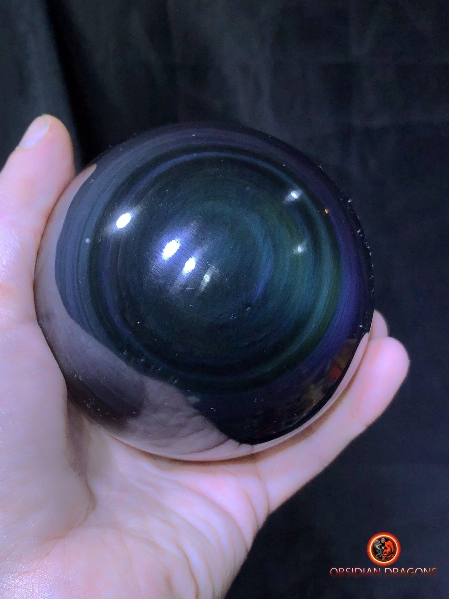 Grande sphère en obsidienne œil céleste - Unique - 9.86cm