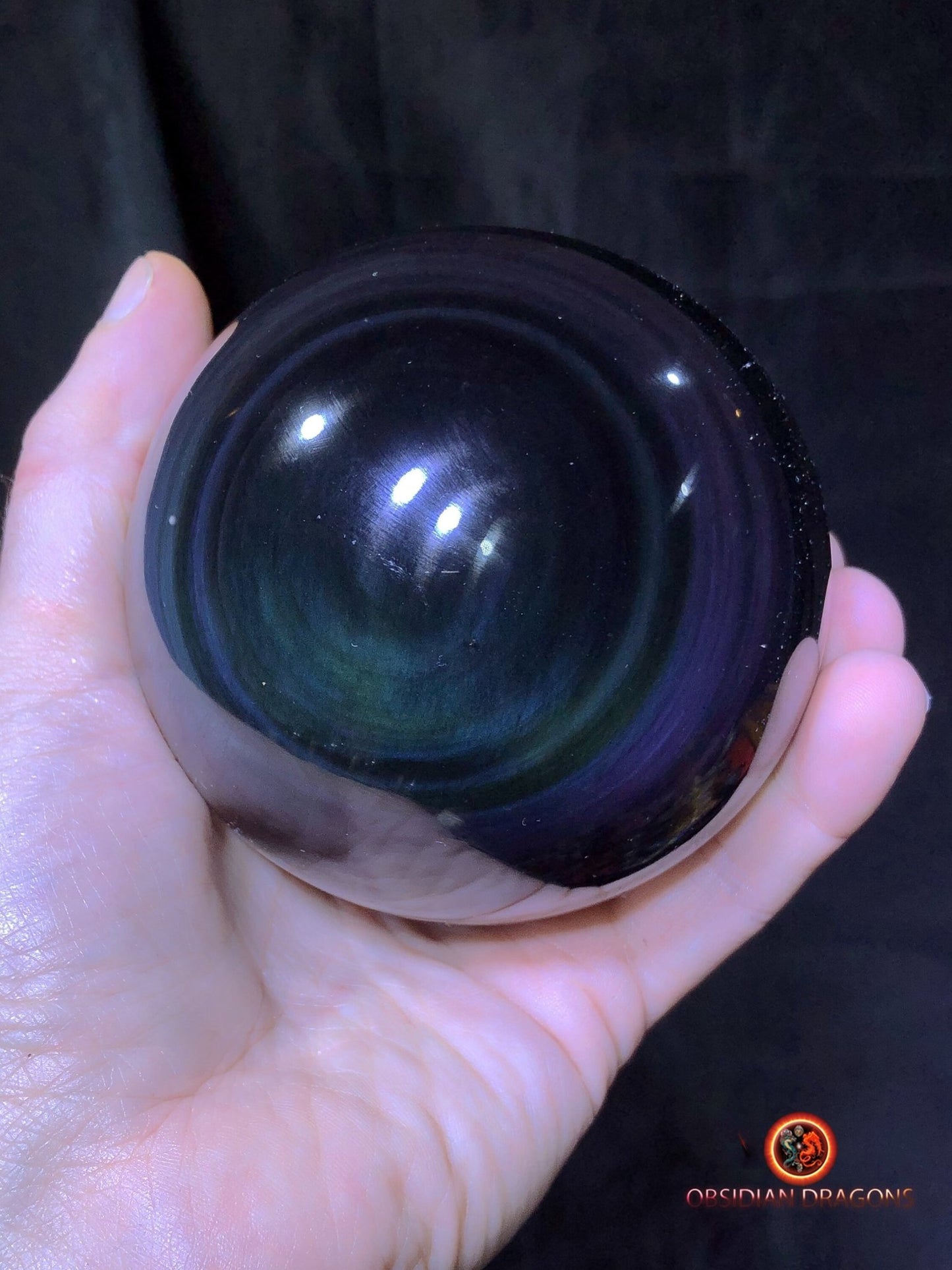 Grande sphère en obsidienne œil céleste - Unique - 9.86cm