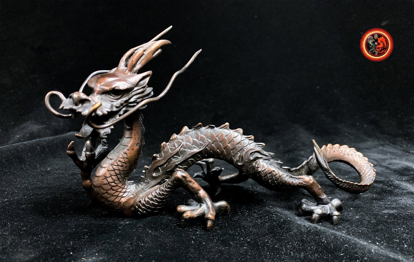 Statuette dragon en bronze- Protection Feng shui | obsidian dragons