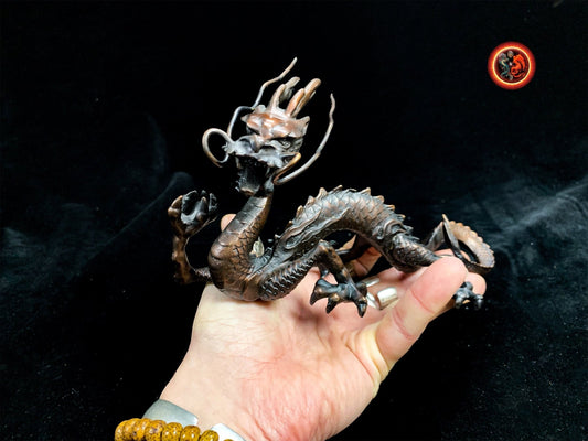 Statuette dragon en bronze- Protection Feng shui | obsidian dragons