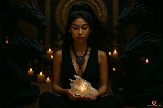 Méditer avec un crâne de dragon- la méditation draconique | obsidian dragons