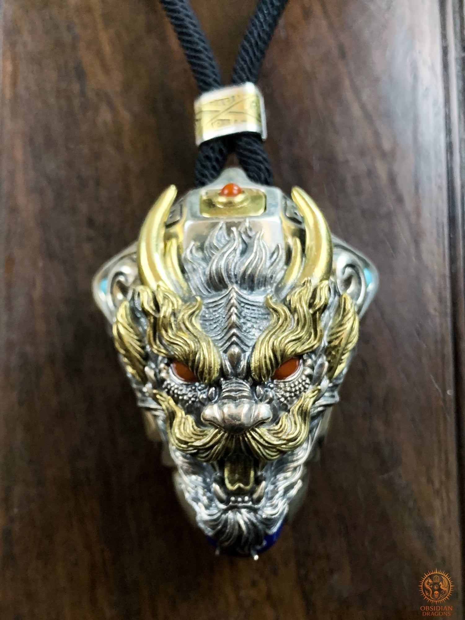 Pendentif Dragon en Argent et Pierres Naturelles | obsidian dragons