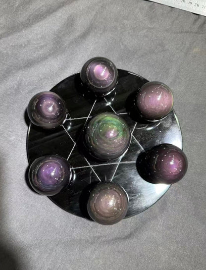 Deux plateaux hexagramme obsidienne oeil céleste pour Olivier.