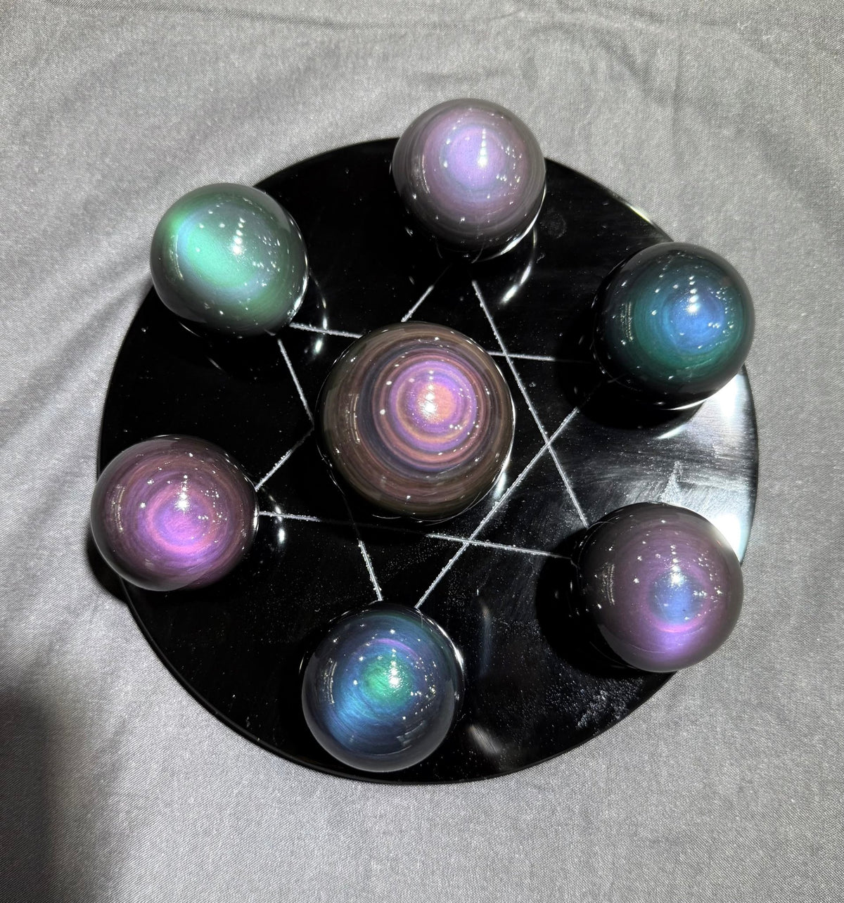 Un plateau hexagramme obsidienne oeil céleste pour Olivier.