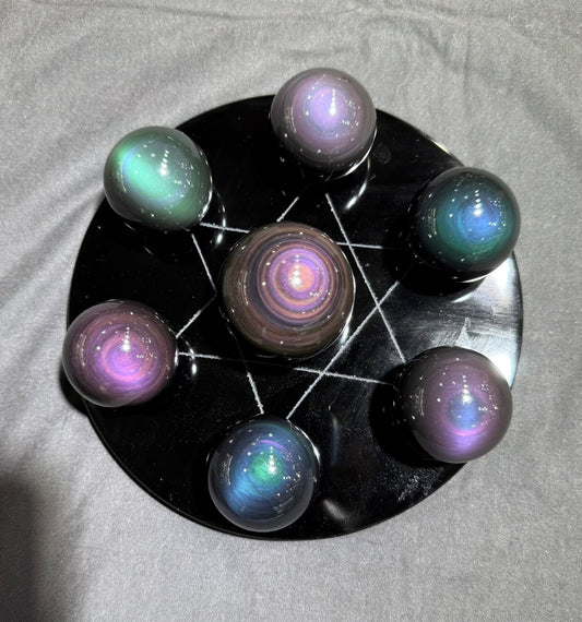 Un plateau hexagramme obsidienne oeil céleste pour Olivier.