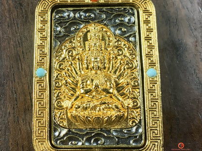 Amulette Bouddhiste de Chenrezig - Mantra Om Mani Padme Hum | obsidian dragons