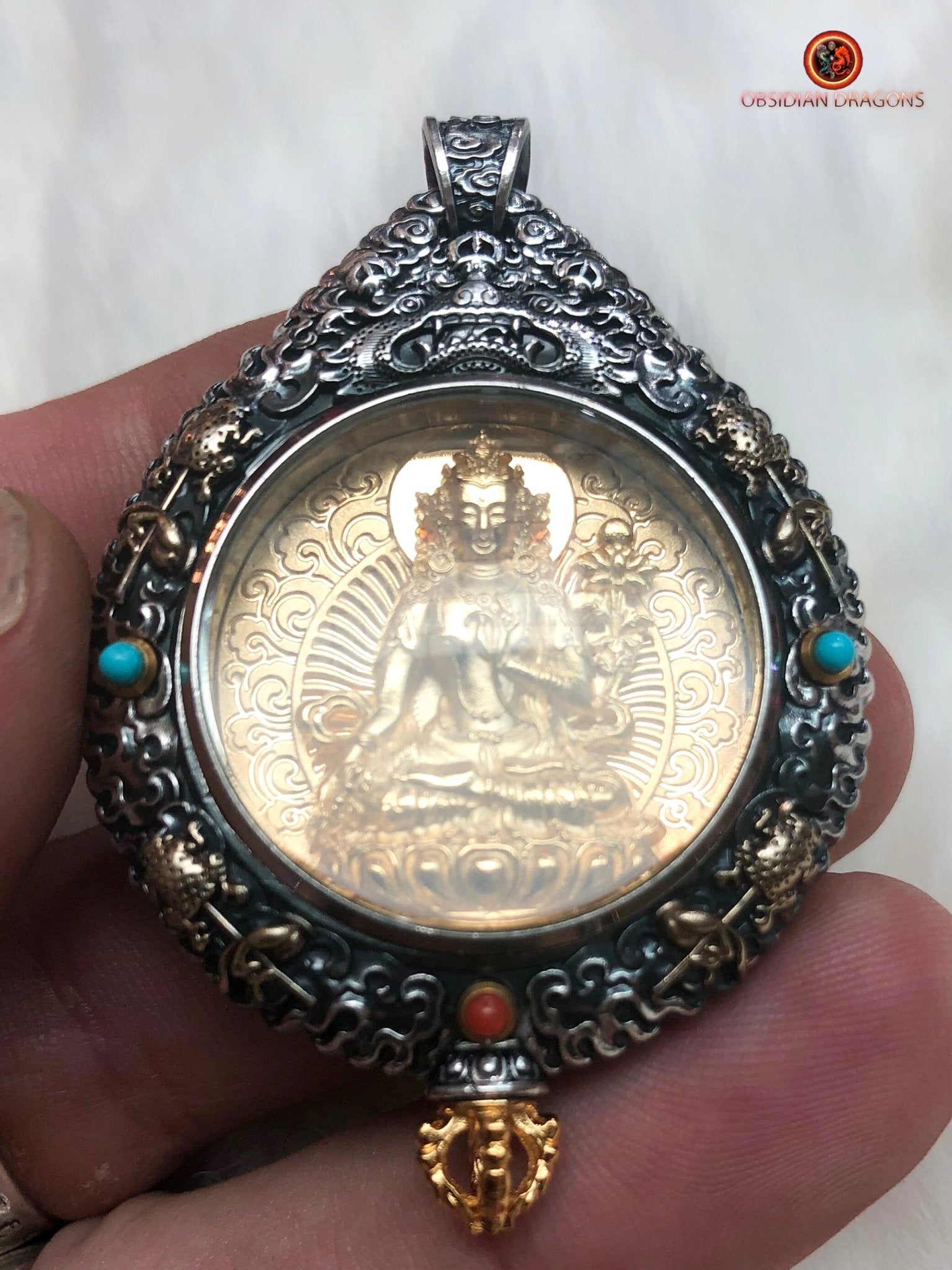 Amulette de Mahasthamaprapta - Protection du Bagua Luo Pan | obsidian dragons